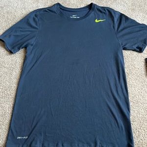 Mens Blue-Gray Nike Dri-Fit Short Sleeved T-Shirt